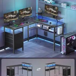 Ugaoni radni sto sa LED osvetljenjem