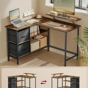 Ugaoni radni sto sa policama i fiokama