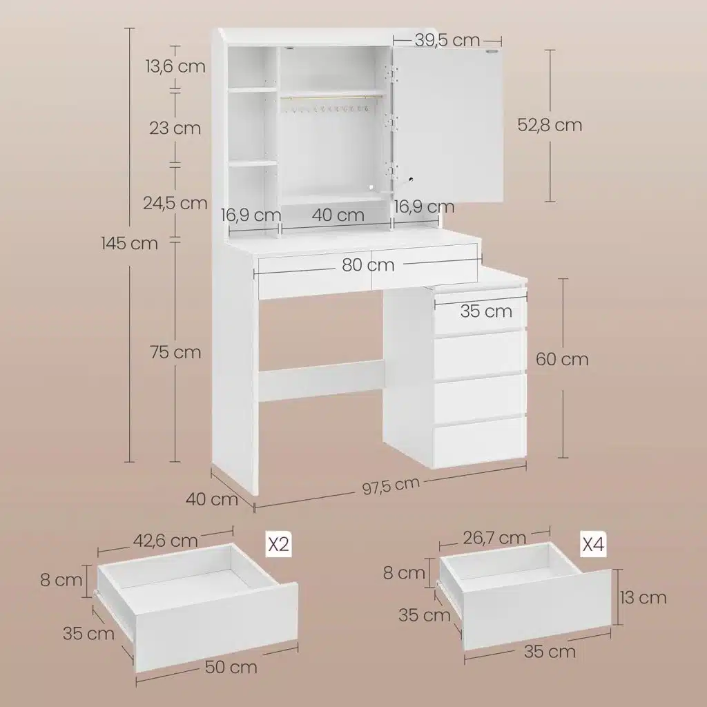 Toaletni Sto sa Ogledalom i Policama 5