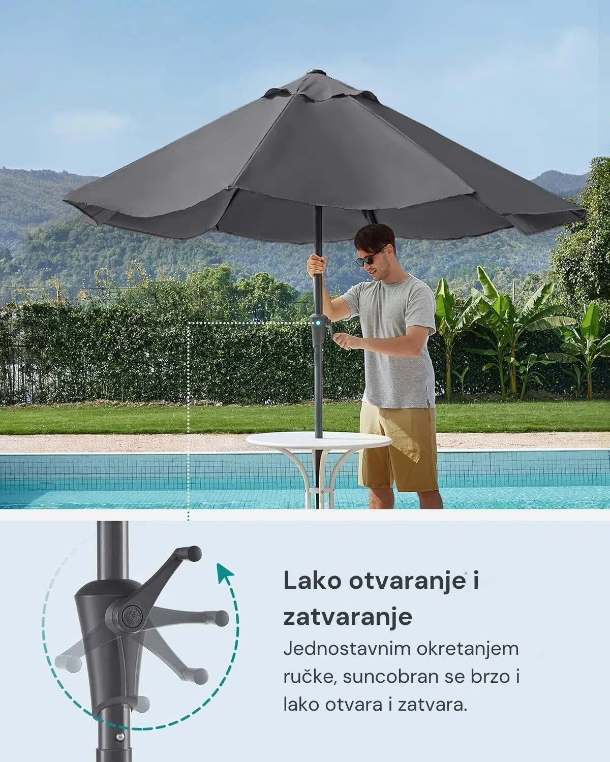 Baštenski suncobran sa UPF 50+ zaštitom - Slika 2