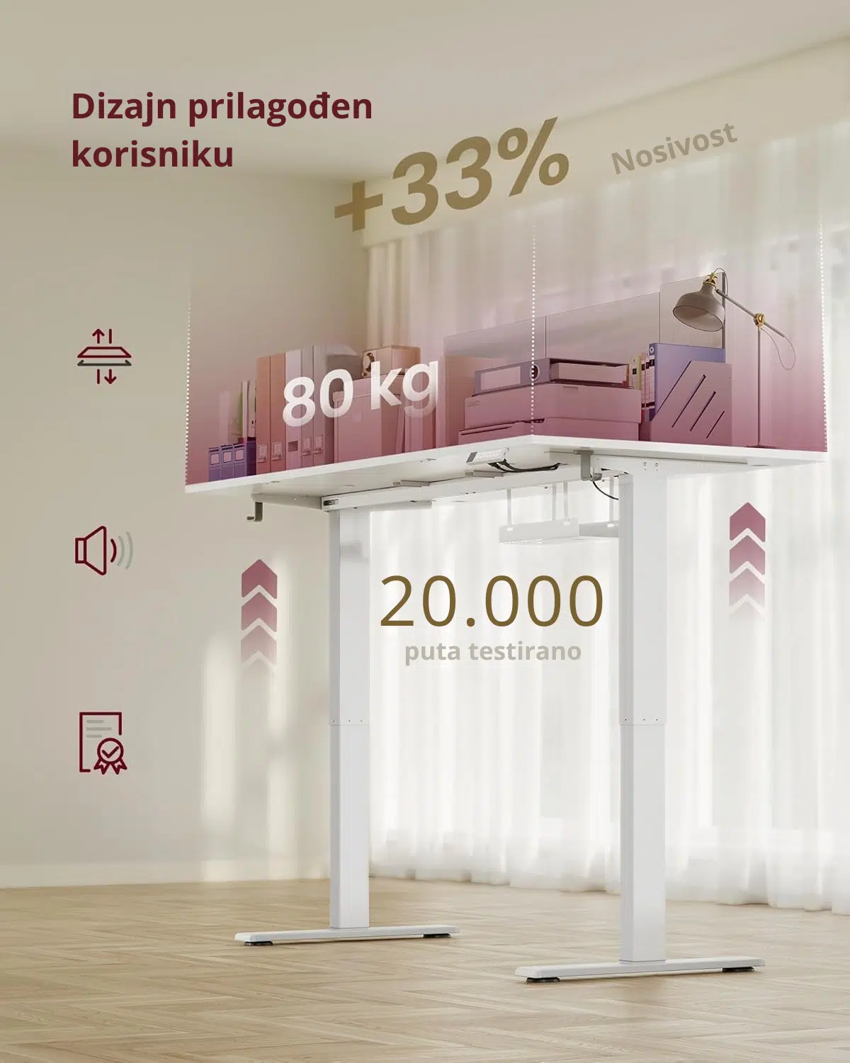 Električni radni sto podesiv po visini - Slika 6