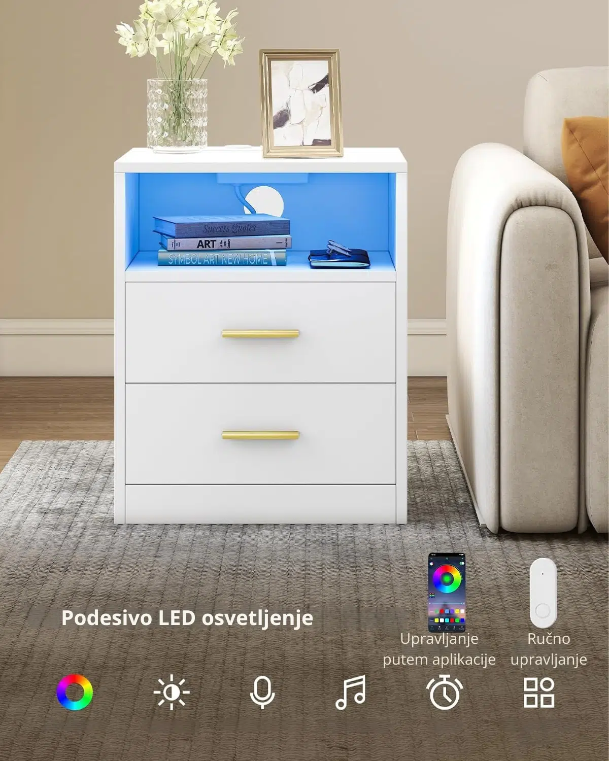 Noćni stočić sa LED osvetljenjem - Slika 6
