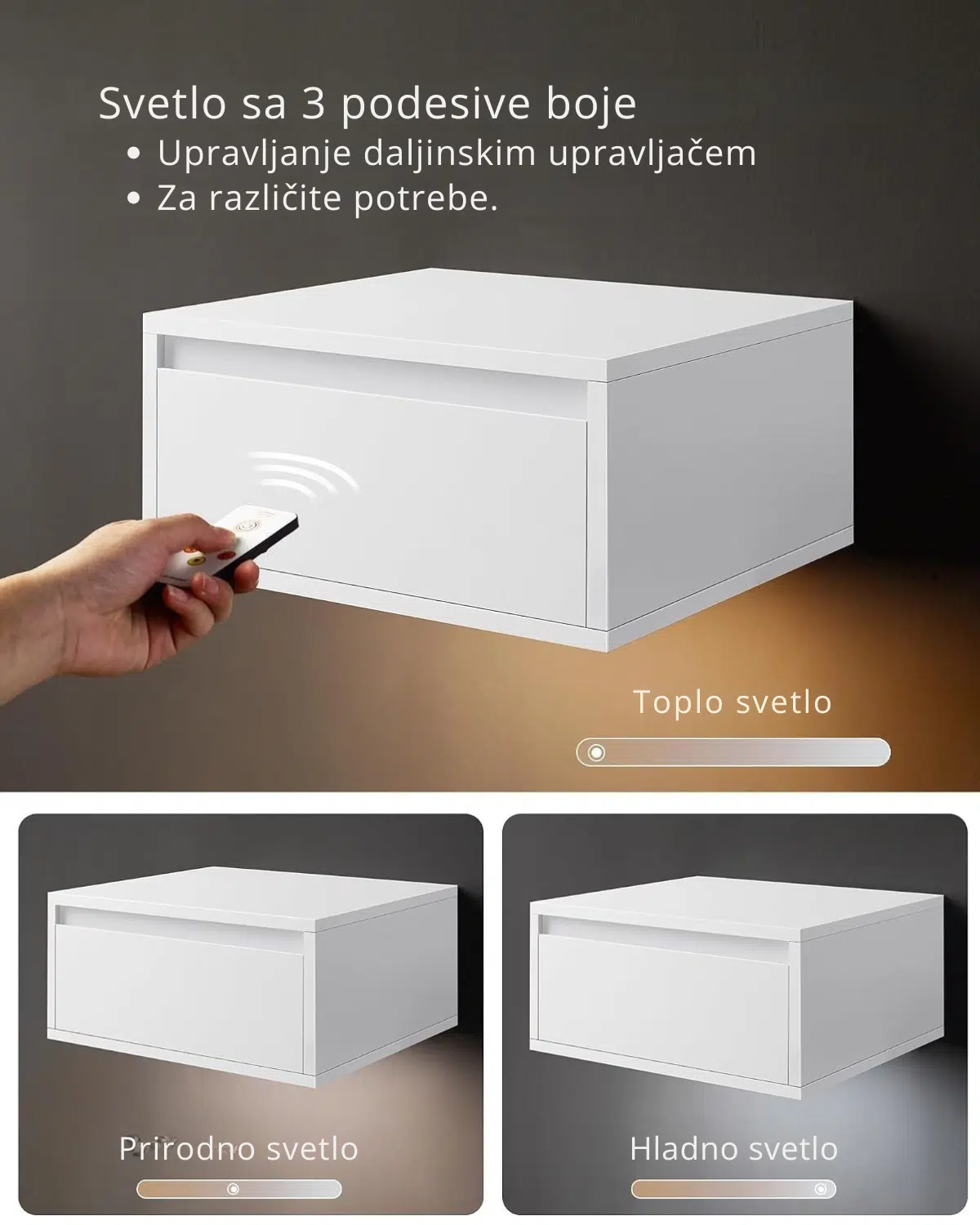 Set od 2 noćna ormarića sa LED osvetljenjem - Slika 2