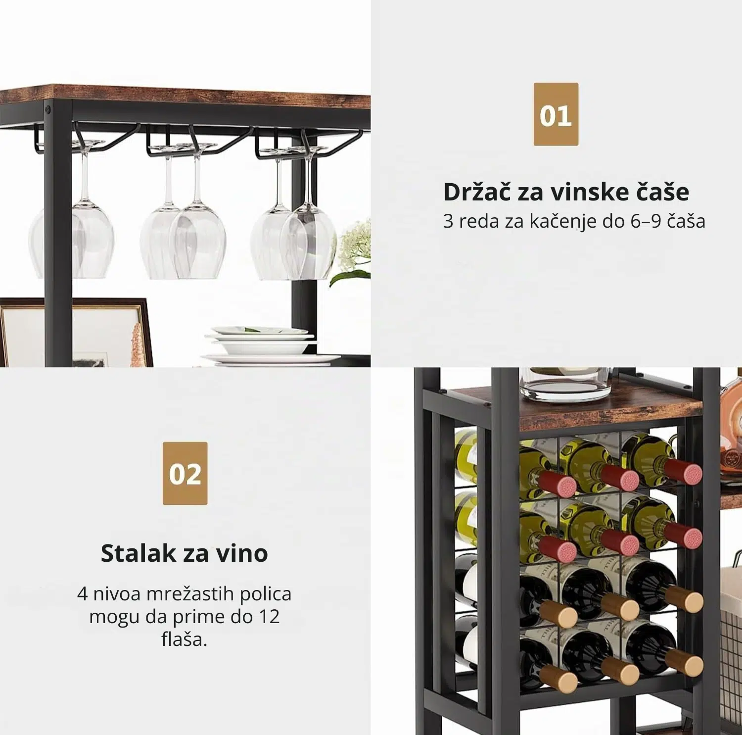 Stalak za vino i čaše - Slika 5